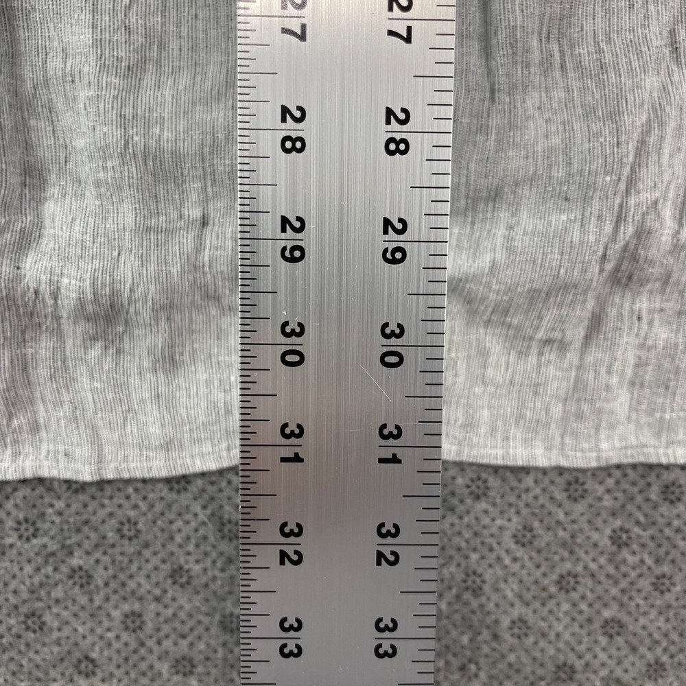 Eileen Fisher 100% Organic Linen Button Down Tunic Shirt Grey White M Oversized - Picture 8 of 9